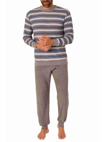 NORMANN Frottee Pyjama Schlafanzug Bündchen - 70678 in grau
