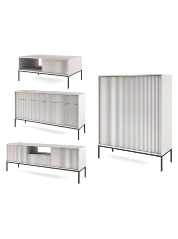 Feldmann-Wohnen Wohnzimmer-Set Nova Grau / Schwarz 4-teilig