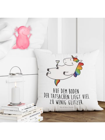 Mr. & Mrs. Panda kissen bedruckt Einhorn Blümchentail mit Spruch in Weiß