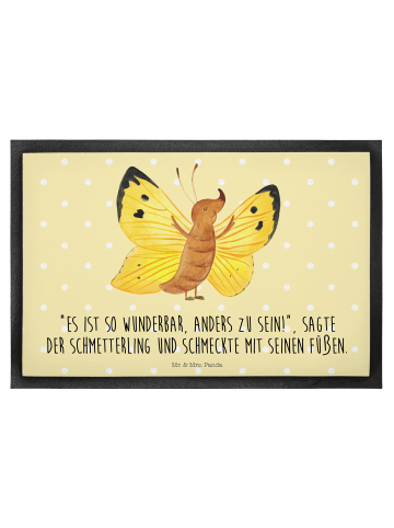 Mr. & Mrs. Panda Fußabtreter Schmetterling Zitronenfalter mit Sp... in Gelb Pastell