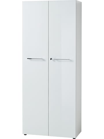 KADIMA DESIGN Aktenschrank 5 Ordnerhöhen Glasfront Büroschrank Modern in Weiß