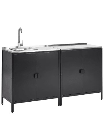 Beliani 2er-Set Gartenküche VILAMA in Schwarz/Silber