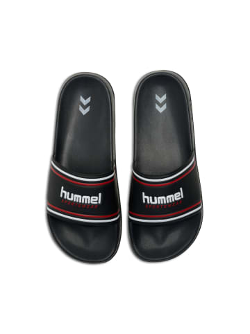 Hummel Badelatschen Pool Slide Damen in BLACK/WHITE/RED