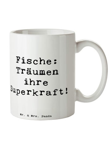 Mr. & Mrs. Panda Tasse Spruch Fische Kraft mit Spruch in Weiß
