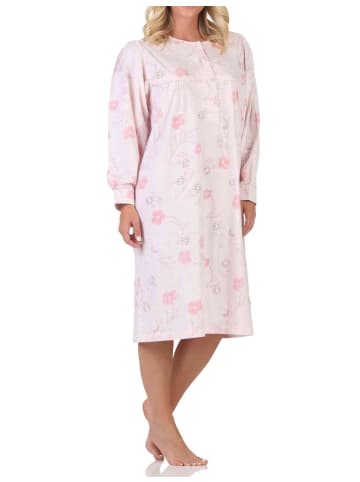 NORMANN Langarm Nachthemd klassische Design Knopfleiste am Hals - 88987 in rosa
