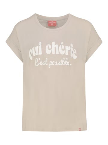 Eight2Nine Rundhals T-Shirt Kurzarm Spruchprint Regular Fit in Beige-2