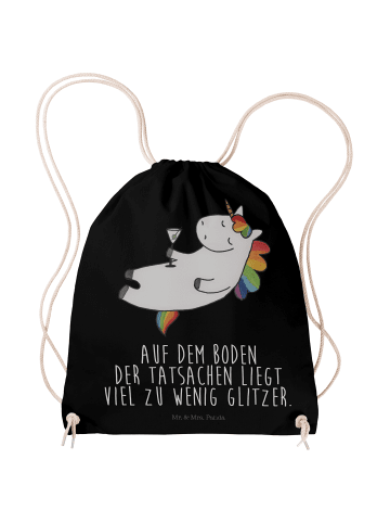 Mr. & Mrs. Panda Sportbeutel Einhorn Blümchentail mit Spruch in Schwarz