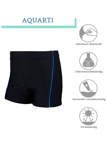 Aquarti Jungen Badehose Gestreift mit Motiven in schwarz/blau