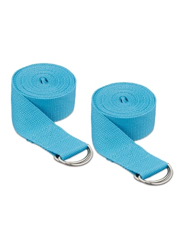 relaxdays 2x Yogagurt in Hellblau - 250 cm