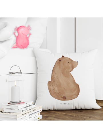 Mr. & Mrs. Panda Dekokissen Bär Schulterblick ohne Spruch in Weiß