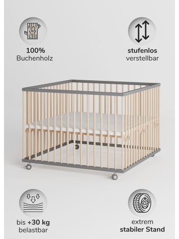 Sämann Sämann Laufgitter mit Schlupfsprossen - grau/natur ohne Matratze