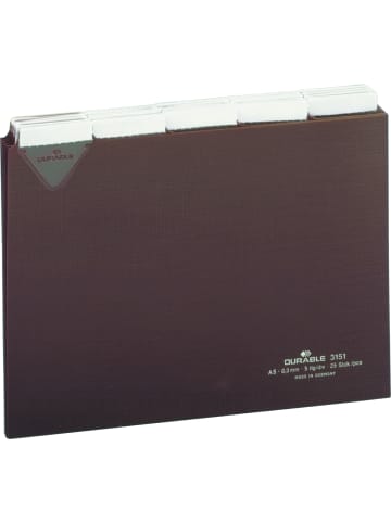 Durable Leitkarte braun 5/5-Teilung Kunststoff A5 quer Tabbreite: 40mm braun