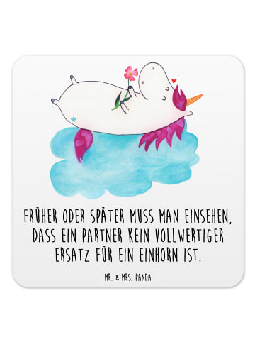Mr. & Mrs. Panda Untersetzer für Gläser Einhorn Verliebt mit Spruch in Weiß