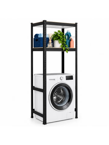 relaxdays Waschmaschinenregal in Schwarz - (B)70 x (H)150 x (T)40 cm