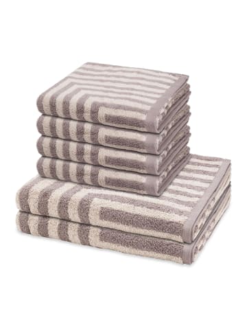 Ross 4 X Handtuch 2 X Duschtuch im Set Grafik in Grau / beige
