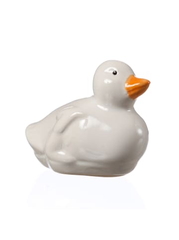 MARELIDA Teichdeko Ente Deko Tierfigur schwimmend L: 9,7cm in weiß