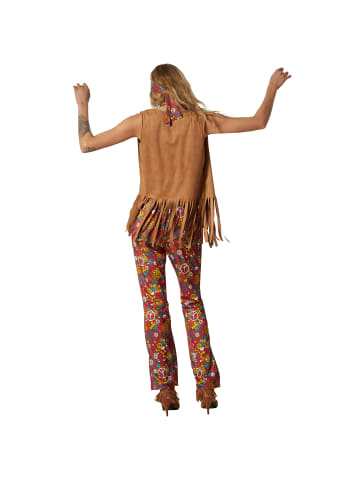 tectake Damenkostüm Hippie Weste und Hose Klassischer Hippie-Look: Braune Weste und Hose