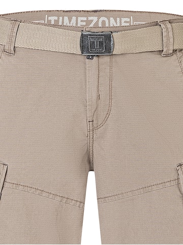 Timezone Cargo Shorts Reißverschluss Knielanger Schnittschen in Beige
