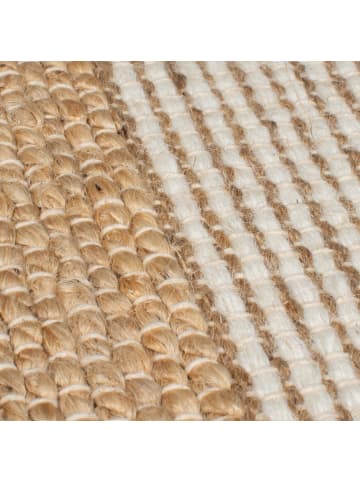 KADIMA DESIGN Teppich Hoch-Tief Struktur Gestreift, Patchwork-Optik, Fransen in Natur-Grün