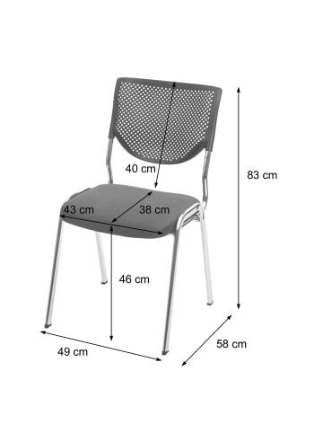 MCW Besucherstuhl T401 stapelbar, Sitz schwarz, Füße chrom