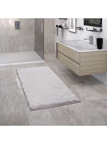KADIMA DESIGN Hochflor Teppich Badezimmer waschmaschinenwaschbar Unifarben in Grau