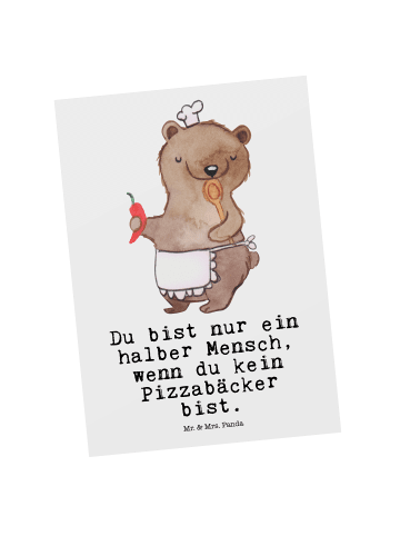 Mr. & Mrs. Panda Grußkarte Pizzabäcker Herz mit Spruch in Weiß
