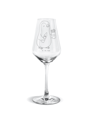 Mr. & Mrs. Panda Weinglas Pinguin Pommes ohne Spruch in Transparent