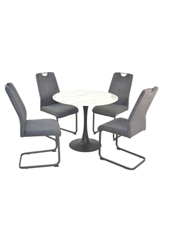 möbel-direkt 5tlg. Tischgruppe bestehend aus Esstisch und 4 Stühlen in anthrazit