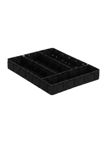 relaxdays Besteckkasten in Schwarz - 4 Fächer