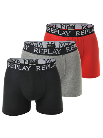 Replay Boxershort 3er Pack in Schwarz/Grau/Rot