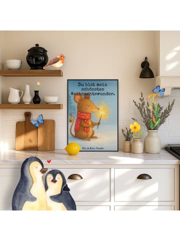 Mr. & Mrs. Panda Poster Maus Weihnachten Design mit Spruch in Weiß