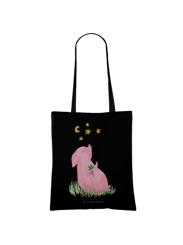 Mr. & Mrs. Panda Tote Bag Schwein Glück ohne Spruch in Schwarz