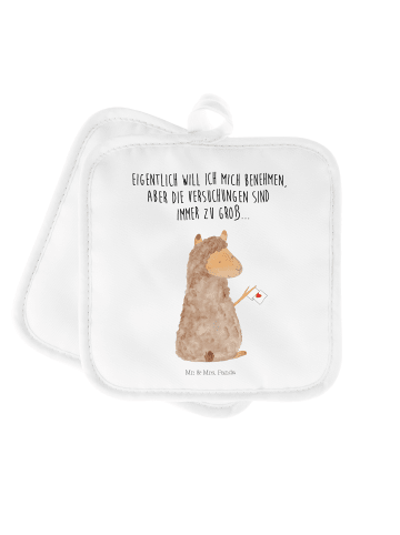 Mr. & Mrs. Panda Topfuntersetzer Alpaka Fahne mit Spruch in Weiß