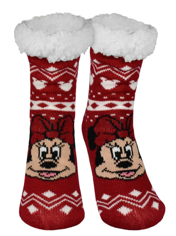 MINNIE MOUSE Disney Minnie Mouse Hüttensocken Haussocken Kuschelsocken Socken in rot