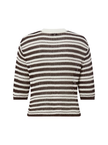 OPUS Kurzarm-Strickpullover Punny in mocca weiß - 0001