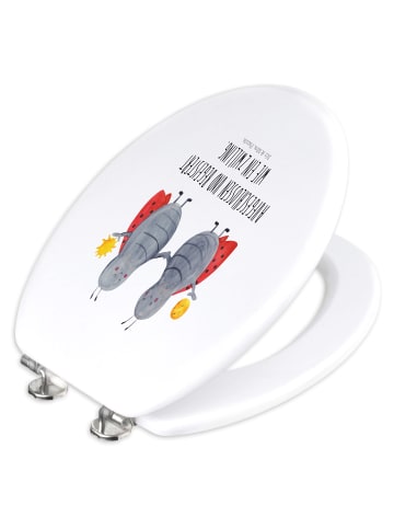 Mr. & Mrs. Panda WC Brille Sternzeichen Zwilling mit Spruch in Weiß