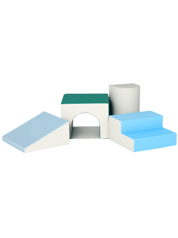 HOMCOM Bausteinset in Hellgrau & Blau & Grün 150L x 50B x 39H cm