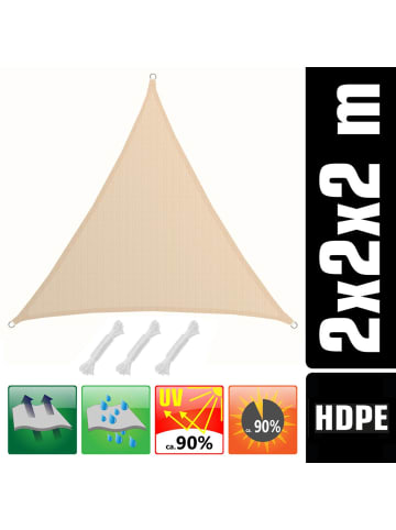 AMANKA HDPE Sonnensegel mit Befestigung 2x2x2m in Beige