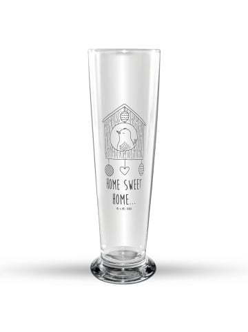 Mr. & Mrs. Panda Bierglas Vogelhaus Home mit Spruch in Transparent