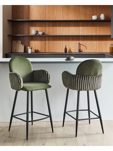 Beliani 2-tlg Barhocker AMITY in Grün/Schwarz