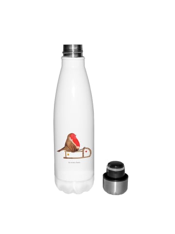 Mr. & Mrs. Panda Trinkflasche Rotkehlchen Schlitten ohne Spruch in Weiß