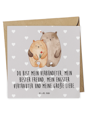 Mr. & Mrs. Panda Einladungskarte Bären Liebe mit Spruch in Grau Pastell