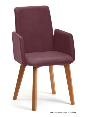 58 aufm Kessel ARMLEHNSTUHL (4er-Set) Darcie 52x92x60 Eiche geölt/Marsala