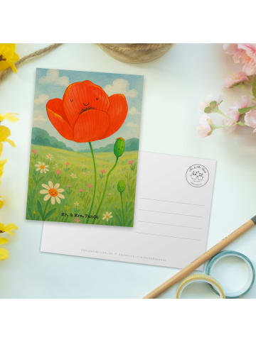 Mr. & Mrs. Panda Postkarte Blume Mohnblume Design ohne Spruch in Weiß