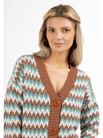 usha FESTIVAL Damen Strickjacke Mit Knöpfen in Rauchmint Mehrfarbig