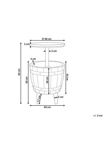 Beliani Stehtisch SILG in Beige/Grau/Weiß - (W) 49 x (H) 58 x (L) 49 cm