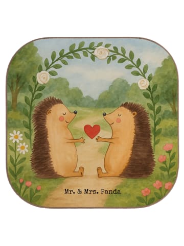 Mr. & Mrs. Panda Untersetzer für Gläser Hochzeit Igel Design ohn... in Weiß