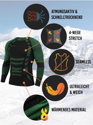 normani 2x Herren Thermo Langarmshirt in Grün/Schwarz