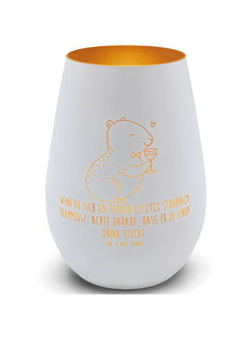 Mr. & Mrs. Panda Kerzenhalter Glas Capybara Wein mit Spruch in Weiß