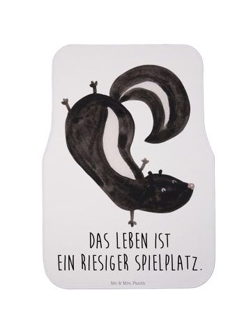 Mr. & Mrs. Panda Auto Teppich Stinktier Handstand mit Spruch in Weiß
